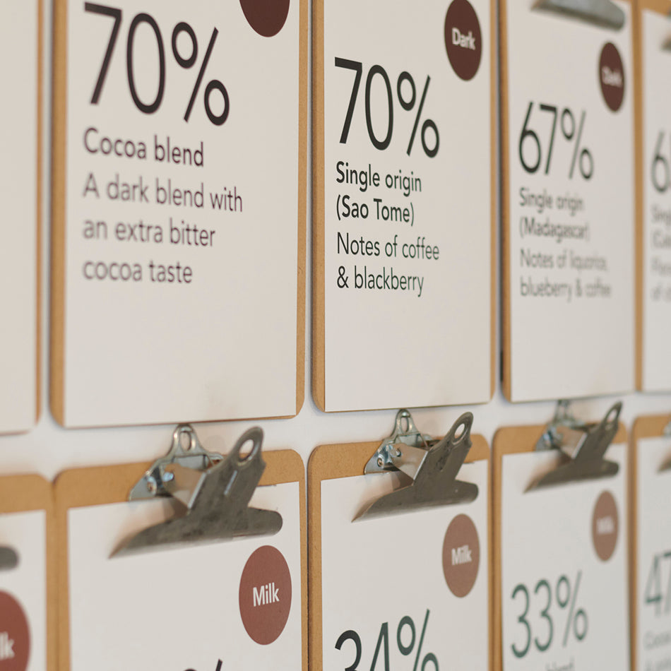 In store chocolate menu