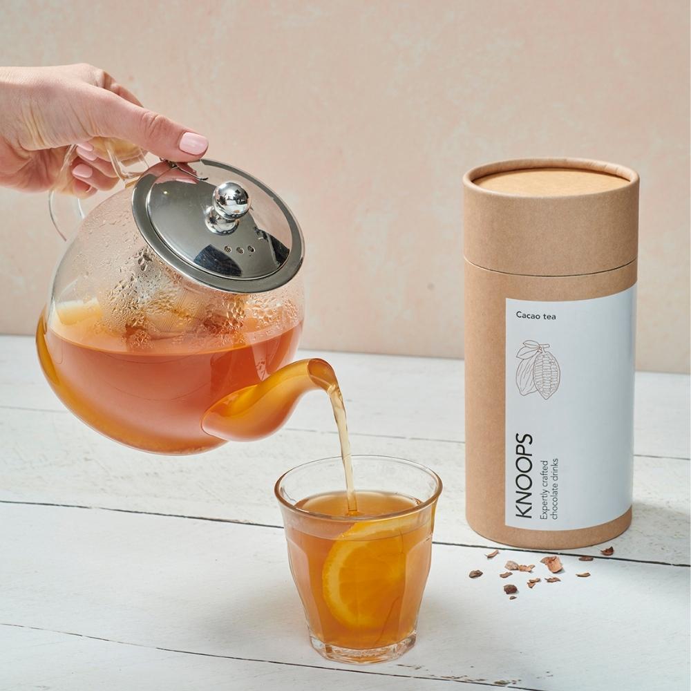Cacao Tea being poured