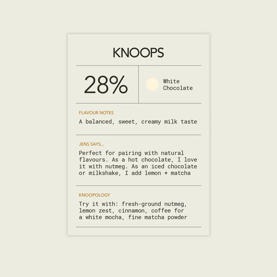 White hot chocolate flakes | 28% | Blend