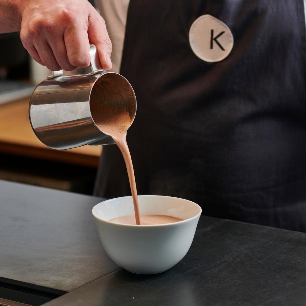 Pouring hot chocolate