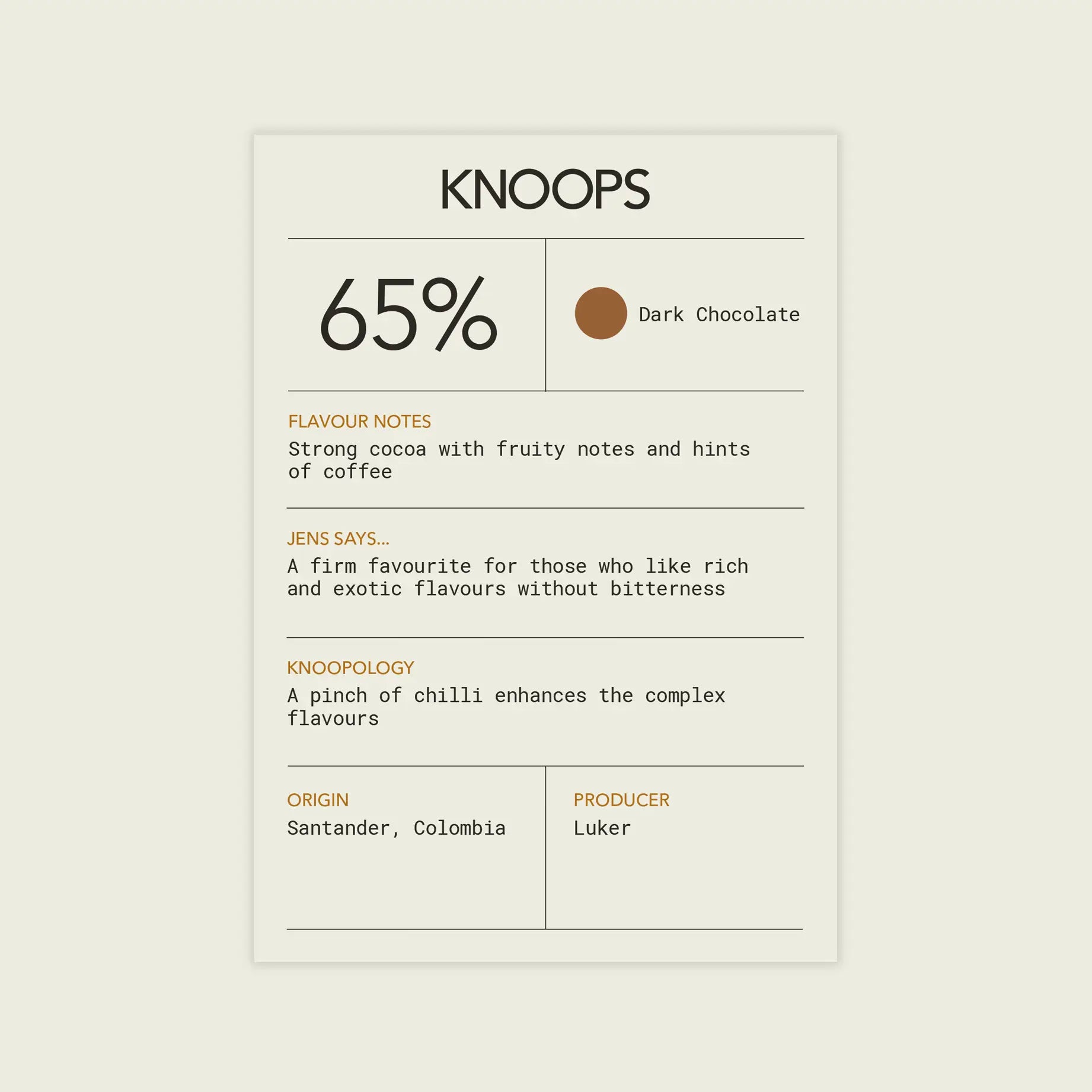 Dark hot chocolate flakes | 65% | Colombia