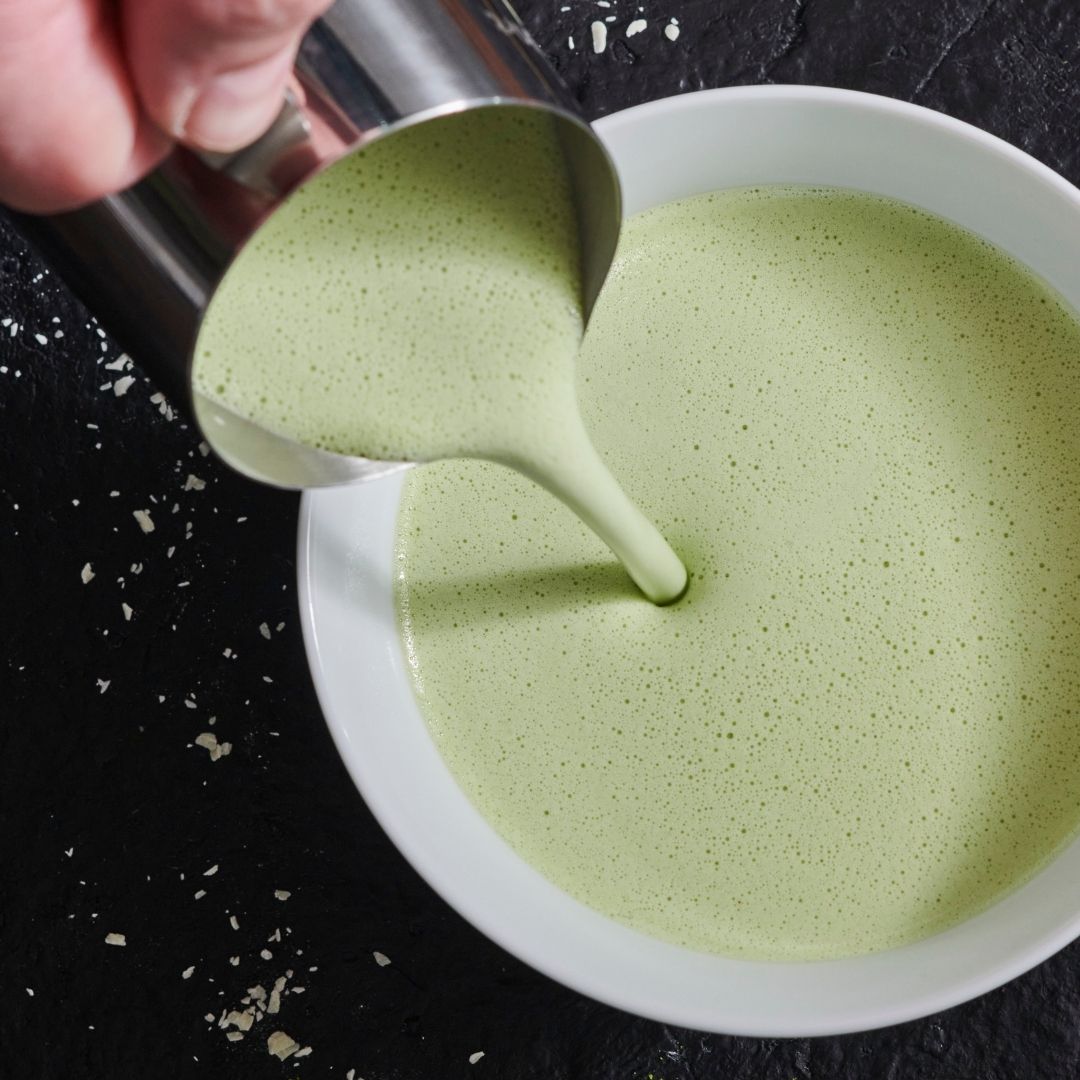 Green matcha white hot chocolate